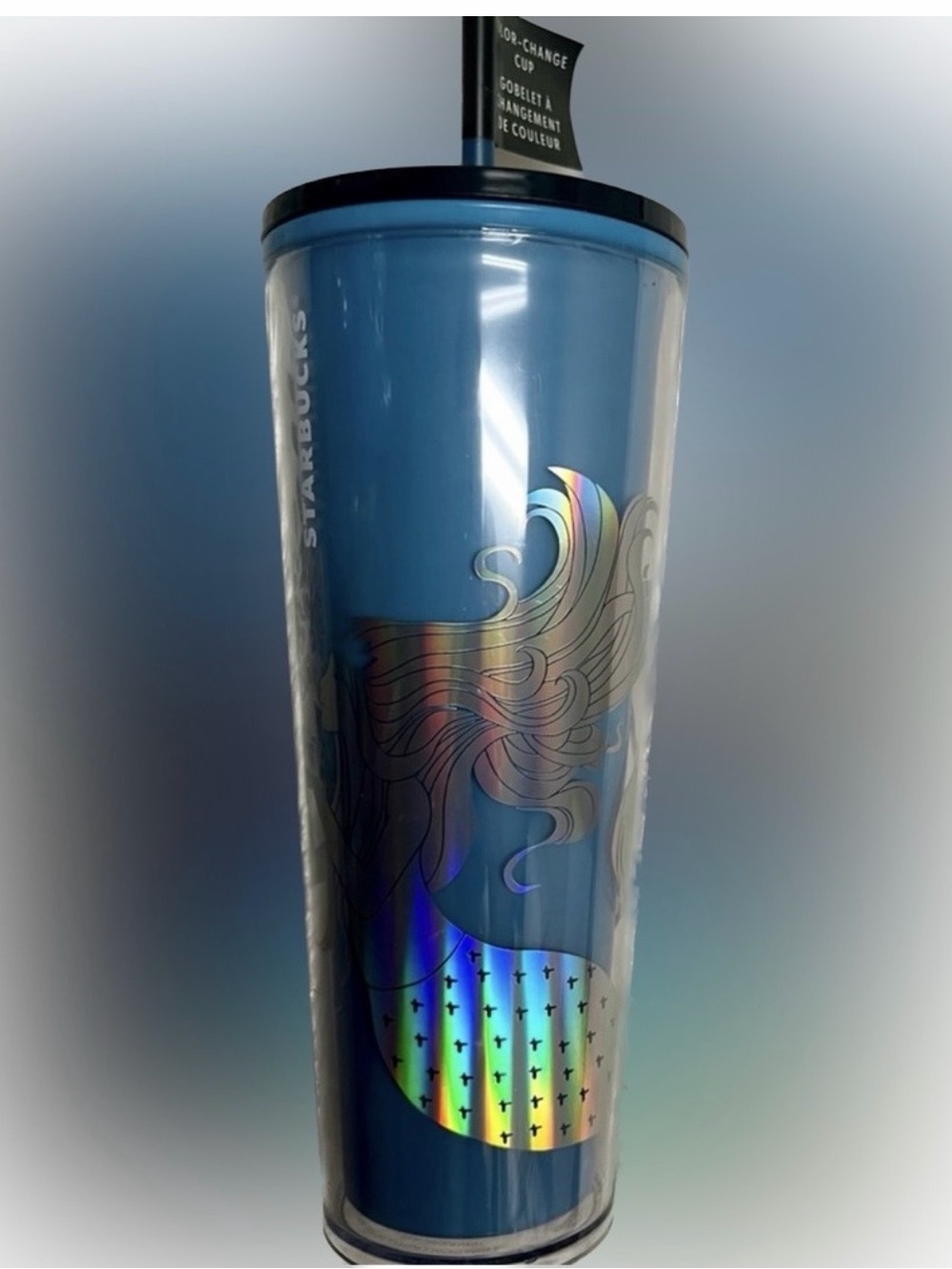 Starbucks Blue Holographic Siren Tumbler